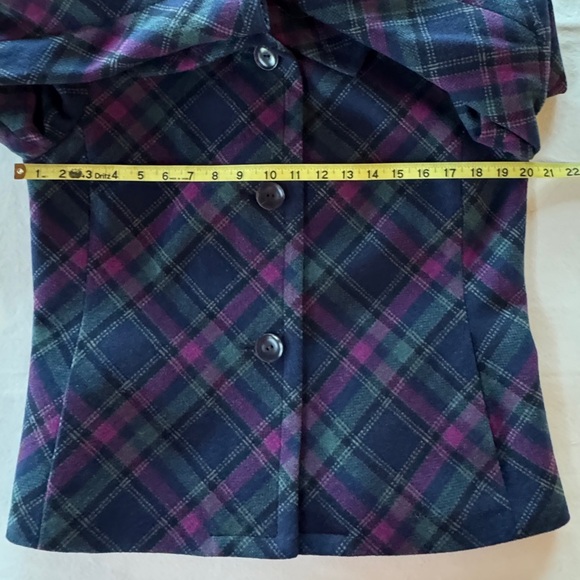 Talbots Plaid Wool Blend Lined Pea Coat Jacket (12P) - Picture 12 of 17